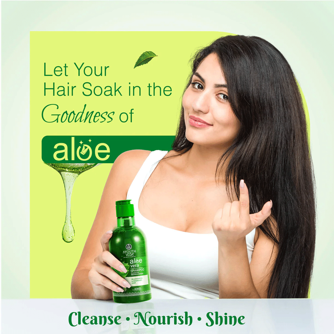Ayouthveda Aloe Vera Shampoo for Hair Fall Control, Dandruff & Itchy Scalp 250ml