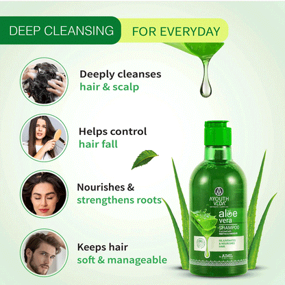 Ayouthveda Aloe Vera Shampoo for Hair Fall Control, Dandruff & Itchy Scalp 250ml