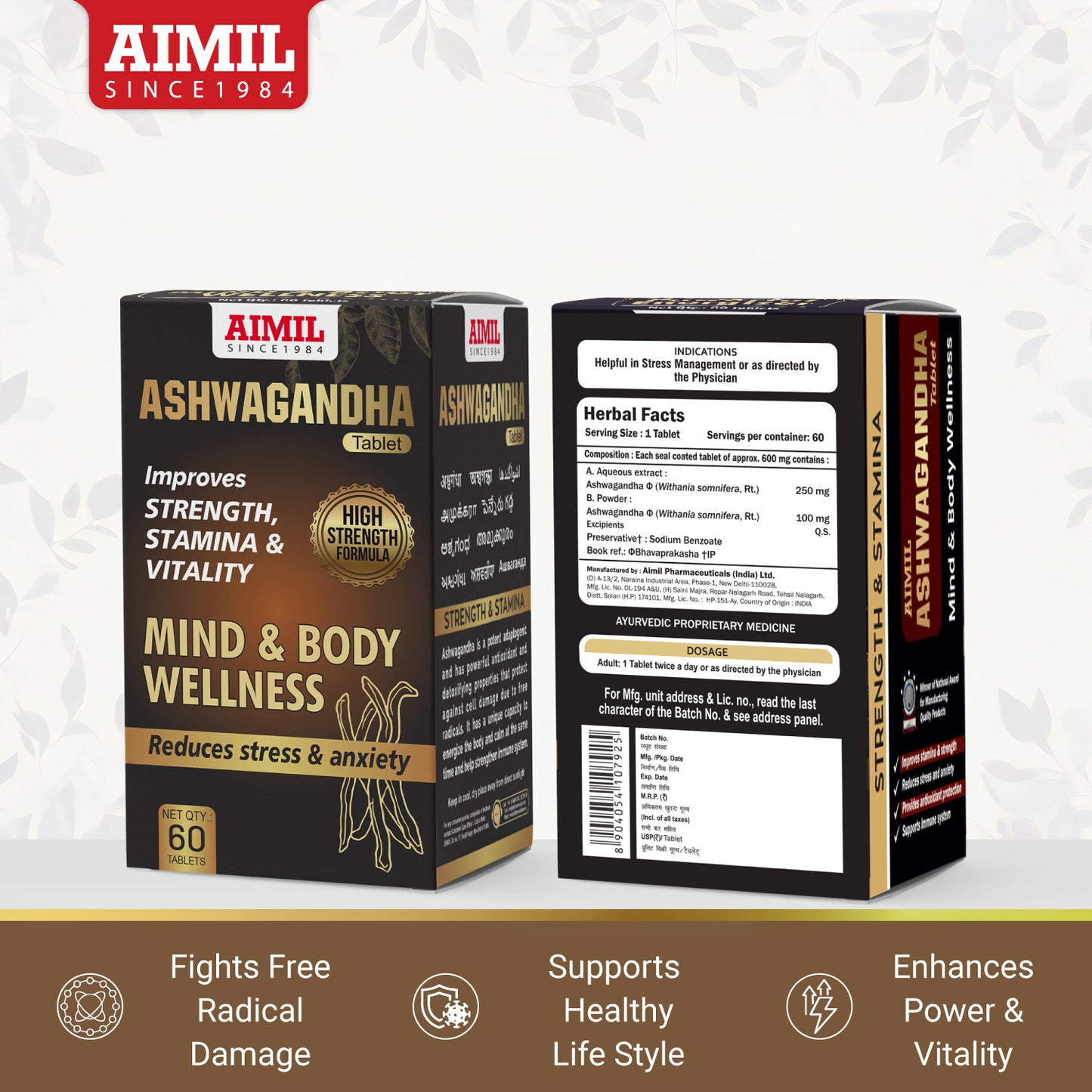 Ashwagandha Tablet (60 Tablets) Improve Strength & Stamina