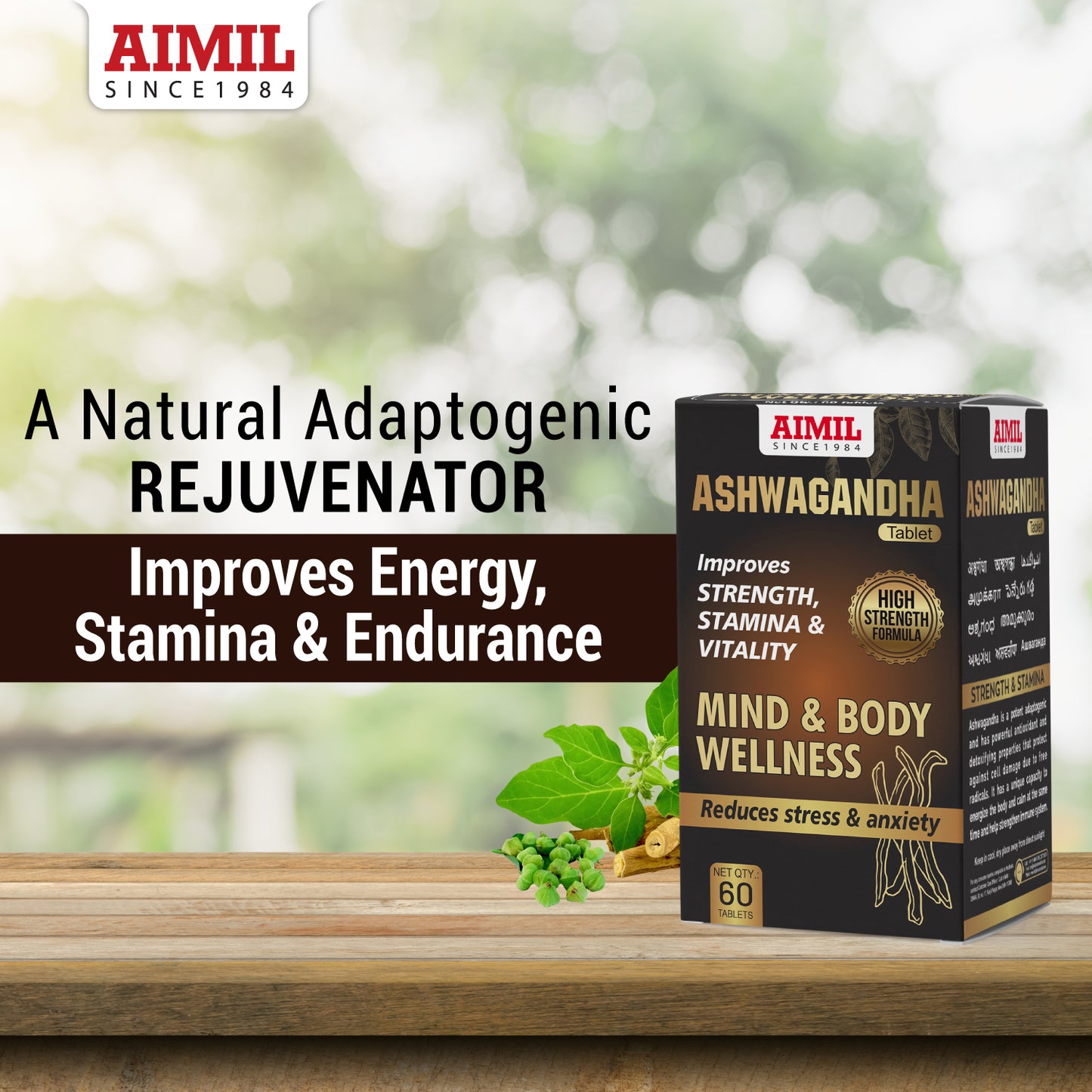 Ashwagandha Tablet (60 Tablets) Improve Strength & Stamina