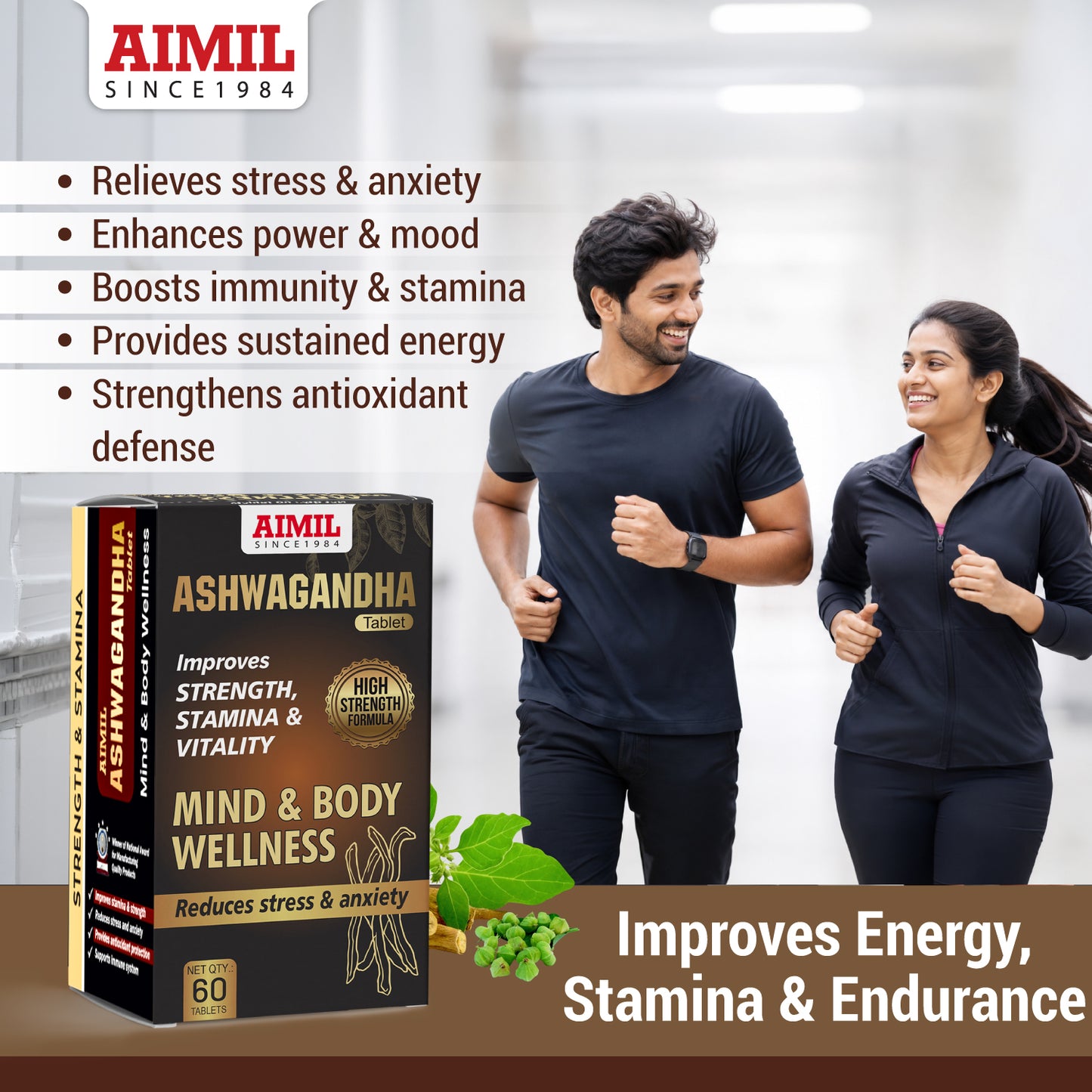 Ashwagandha Tablet (60 Tablets) Improve Strength & Stamina