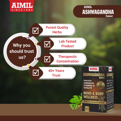 Ashwagandha Tablet (60 Tablets) Improve Strength & Stamina