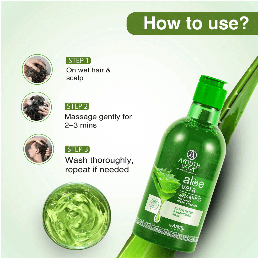 Ayouthveda Aloe Vera Shampoo for Hair Fall Control, Dandruff & Itchy Scalp 250ml