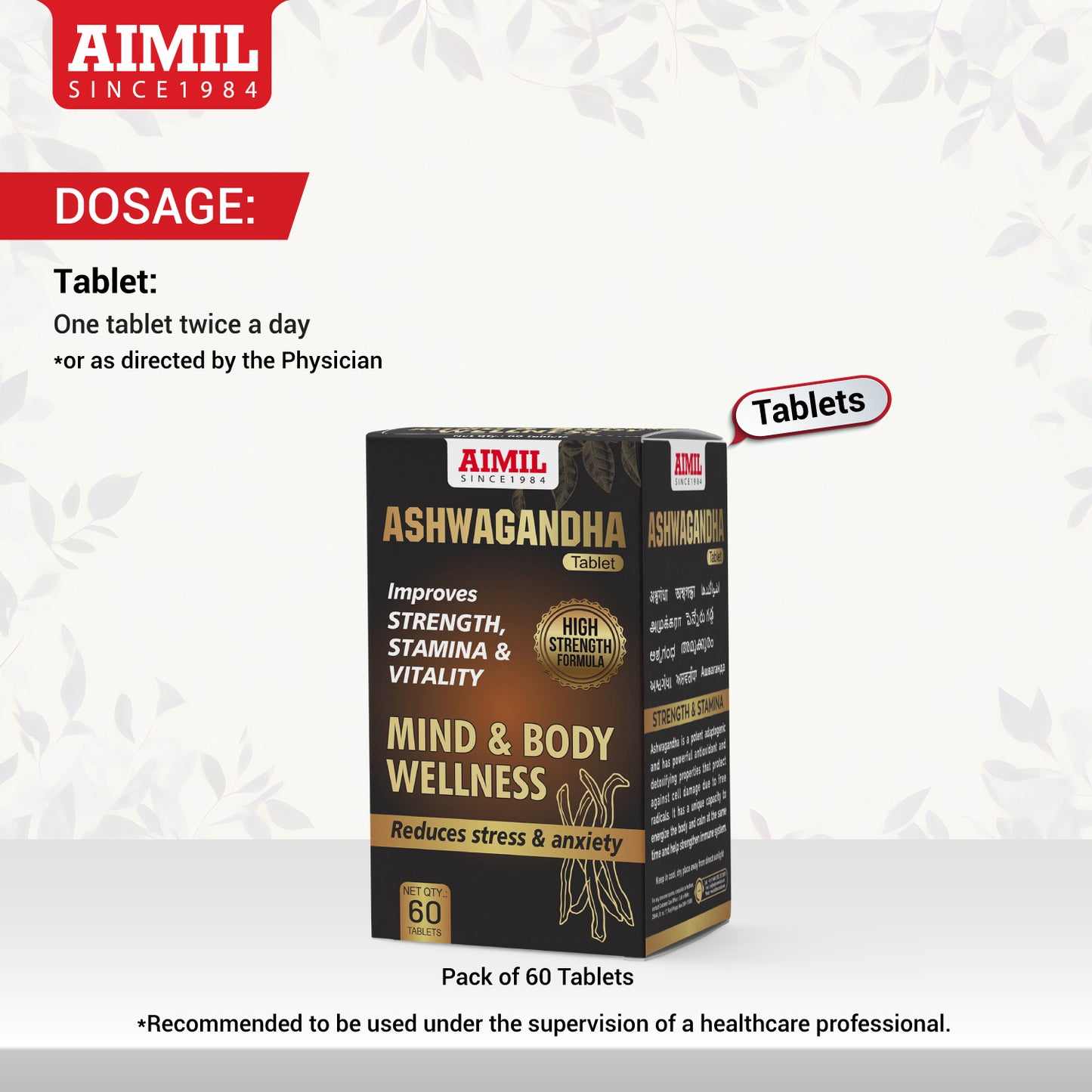 Ashwagandha Tablet (60 Tablets) Improve Strength & Stamina