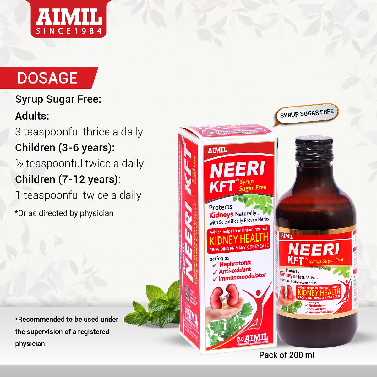 Neeri KFT Syrup (Sugar Free) 200ml at best price with free shipping – AIMIL