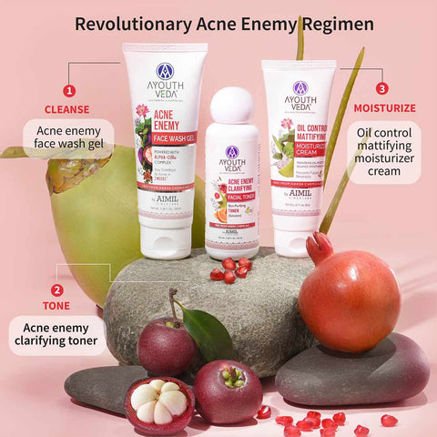 Ayouthveda Anti Acne CTM Regimen | Acne face wash 100 ml, Acne Tonner 100ml, Oil Control Cream 60g