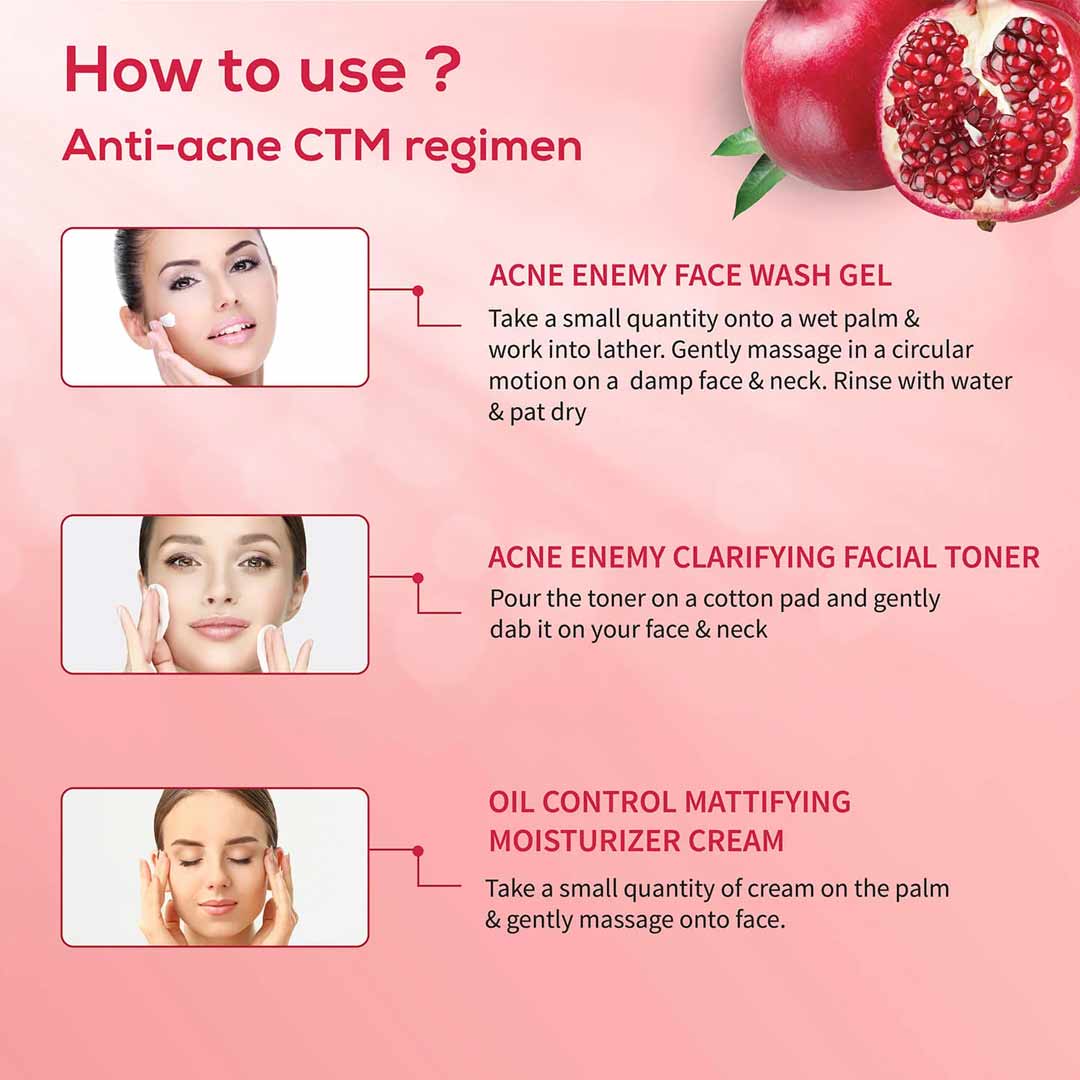 Ayouthveda Anti Acne CTM Regimen | Acne face wash 100 ml, Acne Tonner 100ml, Oil Control Cream 60g