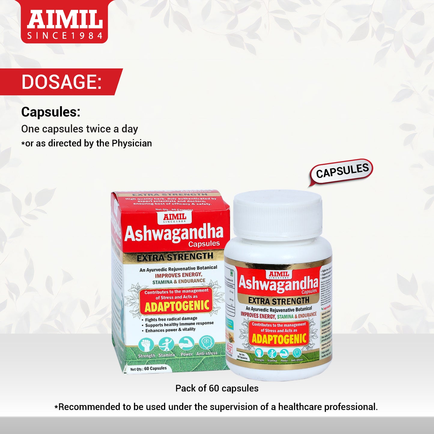Aimil Ashwagandha Capsules (60 capsules)