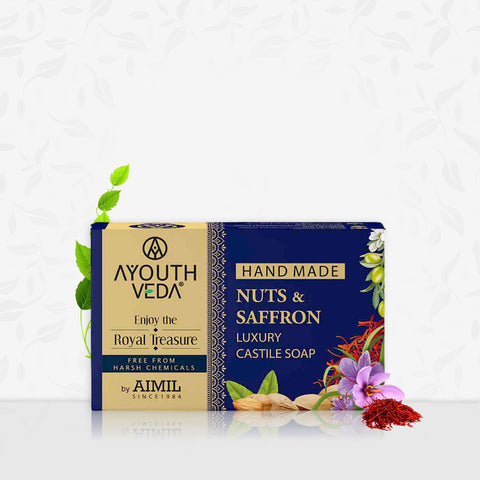 Ayouthveda Nuts & Saffron Luxury Handmade Castile Soap 100 Gm