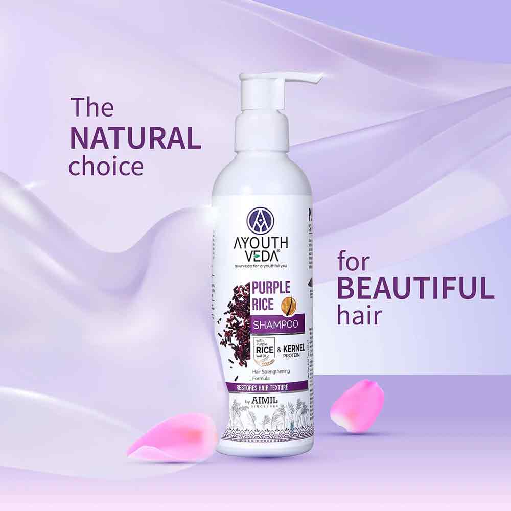Ayouthveda Purple Rice Shampoo with Rice Water & Kernel Protein (200ml)
