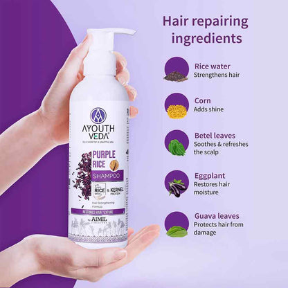 Ayouthveda Purple Rice Shampoo with Rice Water & Kernel Protein (200ml)