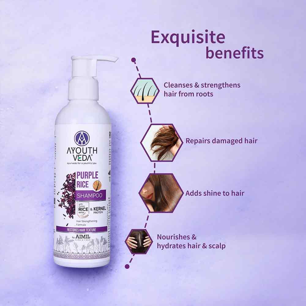 Ayouthveda Purple Rice Shampoo with Rice Water & Kernel Protein (200ml)