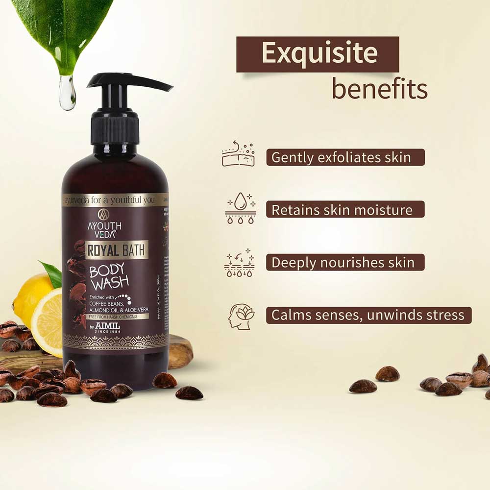 Ayouthveda Royal Bath Body Wash with Coffee & Aloe vera 300ml