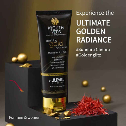 Ayouthveda Sparkling Gold Face Wash With 24k Gold & Saffron (100ml)