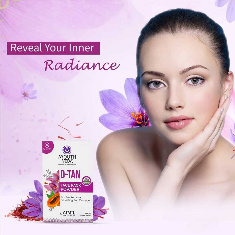 Ayouthveda D-Tan Face Pack Powder For Tan Removal 80gm (10gX8 Sachets)