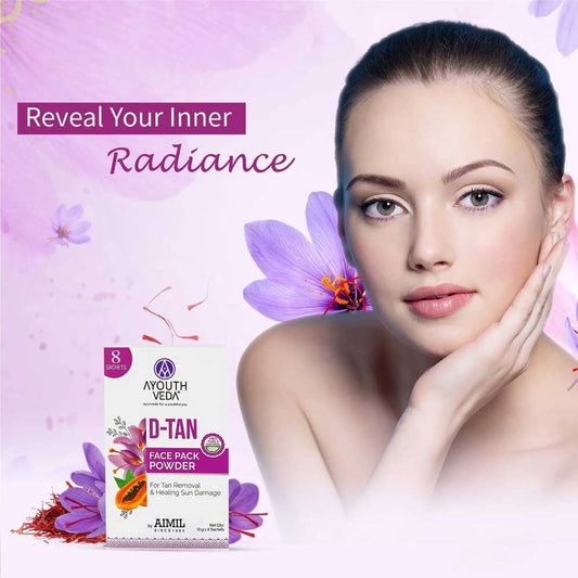 Ayouthveda D-Tan Face Pack Powder For Tan Removal 80gm (10gX8 Sachets)