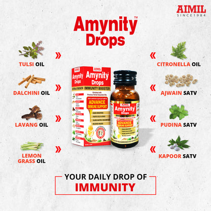 Exclusive Benefits of Amynity Drops  Advance immune support Eases breathing & clear respiratory airways Fights cold & sinus Improves digestion & metabolism Calms gastric discomfort Relieves nausea & vomiting Boosts anti-oxidant effect